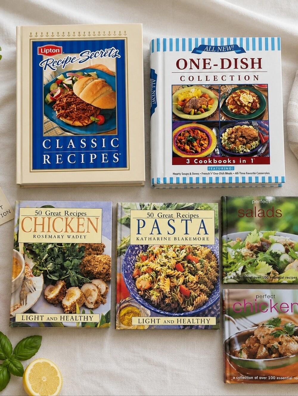 Lot of 6 Cookbooks - Chicken, Pasta, Salads & One-Dish Recipes